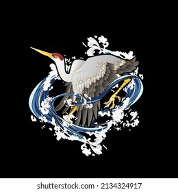 bird illustration design for sukajan is mean japan traditional cloth or t-shirt with digital hand drawn Embroidery Men T-shirts Summer Casual Short Sleeve Hip Hop T Shirt Streetwear