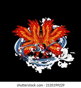 bird illustration design for sukajan is mean japan traditional cloth or t-shirt with digital hand drawn Embroidery Men T-shirts Summer Casual Short Sleeve Hip Hop T Shirt Streetwear