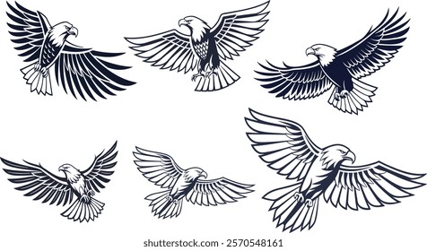 bird, illustration, eagle, black, vector, logo, animal, silhouette, nature, design, simple, majestic, symbol, wildlife, hawk, fly, art, graphic, isolated, elegant, style, wings, freedom, abstract