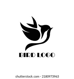 Bird illustration vector design with black and white color theme for logo and icon