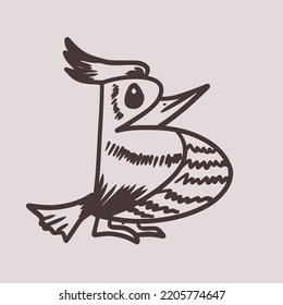 Vector de ilustración de pájaro con arte de línea.