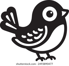 Bird Image Silhouette Vector Style illustration on a White Background