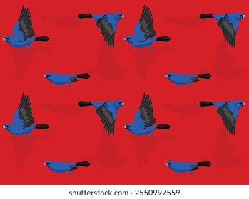 Bird Indigo Bunting Cute Cartoon Character Seamless Wallpaper Background