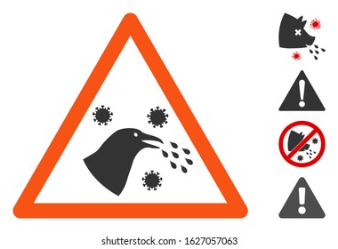 Bird infection warning icon. Illustration contains vector flat bird infection warning pictograph isolated on a white background, and bonus icons.
