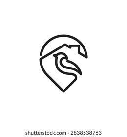 Bird inside house outline logo design with minimalist realestate residential