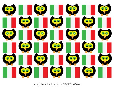Bird and Italian Flag Wallpaper. Vector