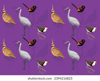 Bird Jacana Fairywren Crane Pigeon Dove Australian Cute Seamless Wallpaper Background