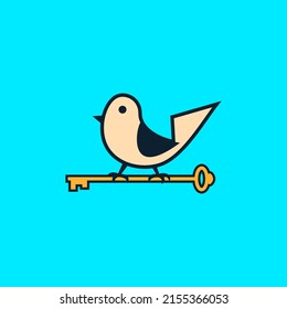 Bird key logo design vector illustration