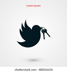  Bird with the keys icon, flat design best vector icon