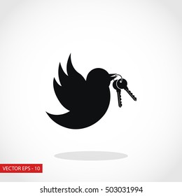  Bird with the keys icon, flat design best vector icon