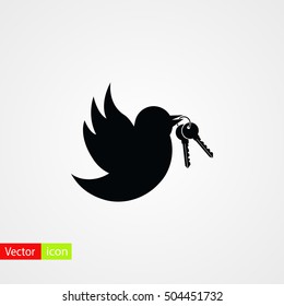  Bird with the keys icon, flat design best vector icon
