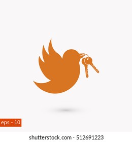  Bird with the keys icon, flat design best vector icon