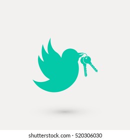  Bird with the keys icon, flat design best vector icon