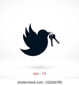  Bird with the keys icon, flat design best vector icon