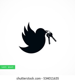  Bird with the keys icon, flat design best vector icon