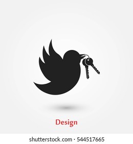  Bird with the keys icon, flat design best vector icon
