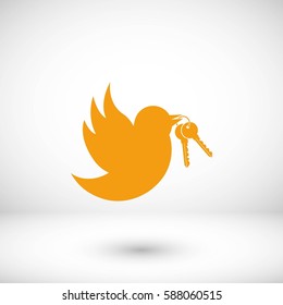  Bird with the keys icon, flat design best vector icon