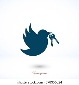  Bird with the keys icon, flat design best vector icon