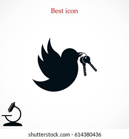  Bird with the keys icon, flat design best vector icon