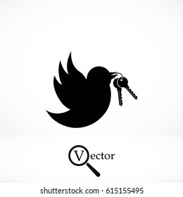  Bird with the keys icon, flat design best vector icon