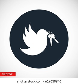  Bird with the keys icon, flat design best vector icon