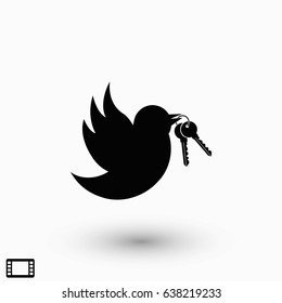  Bird with the keys icon, flat design best vector icon