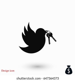  Bird with the keys icon, flat design best vector icon