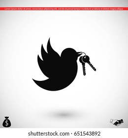  Bird with the keys icon, flat design best vector icon