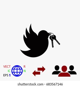  Bird with the keys icon, flat design best vector icon