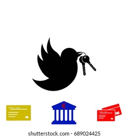  Bird with the keys icon, flat design best vector icon