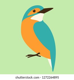  bird kingfisher, vector illustration ,flat style ,profile