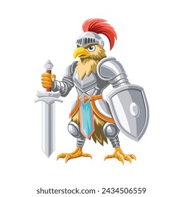 Pájaro caballero con armadura ilustración vectorial