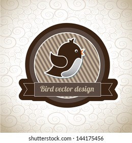 bird label over vintage background vector illustration
