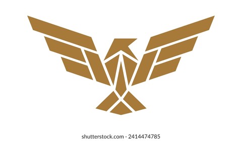Bird Label, Sign, Logo Eagle, Raven, Phoenix brand. Logo gold bird, template company sign, wild fly heraldic icon. Graphic template emblem symbol, silhouette bird logotype. Vector Illustration