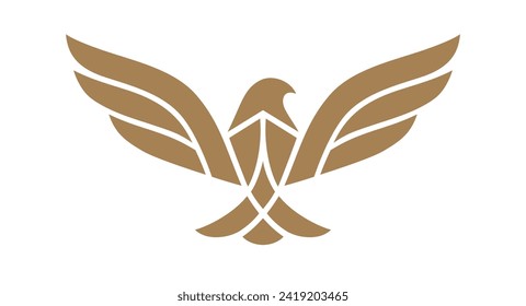 Bird Label, Sign, Logo Eagle, Raven, Phoenix brand. Logo gold bird, template company sign, wild fly heraldic icon. Graphic template emblem symbol, silhouette bird logotype. Vector Illustration