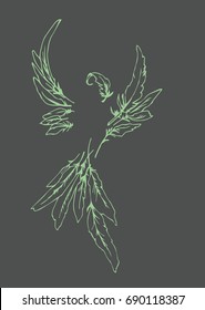 Bird laid out of feathers
