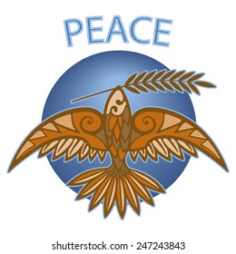 Bird with laurel branches Decorative image peacekeeping bird flying with a laurel branch