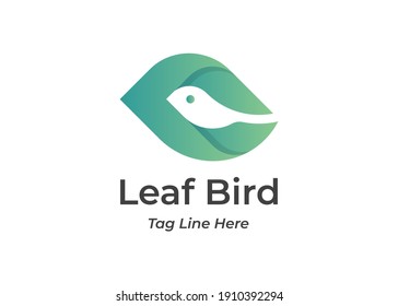 bird leaf 3d green gradient logo vector icon template for business