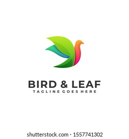 Bird Leaf Colorful Illustration Vector Design Template. Suitable for Creative Industry, Multimedia, entertainment, Educations, Shop, and any related business
