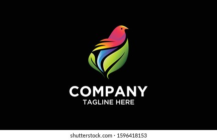 Bird Leaf Colorful Logo Vector