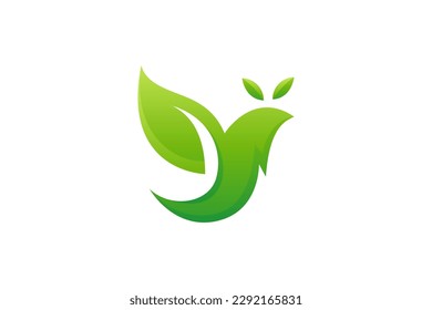 bird and leaf creative logo concept