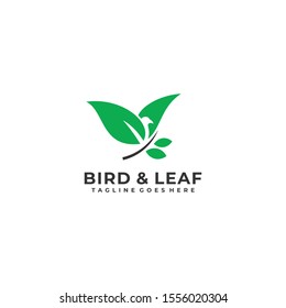 Bird With Leaf Design concept Illustration Vector Template, Suitable for Creative Industry, Multimedia, entertainment, Educations, Shop, and any related business