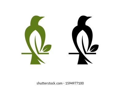 bird and leaf for the icon or animal logo design concept ready to use