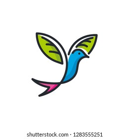 bird leaf key colorful logo icon template