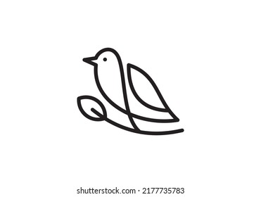 bird leaf line icon symbol. birds vector illustration.
