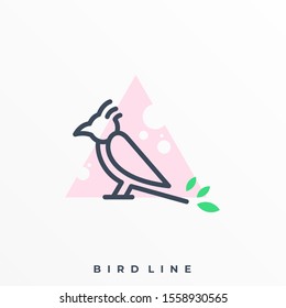 Bird Leaf Line Illustration Vector Template. Suitable for Creative Industry, Multimedia, entertainment, Educations, Shop, and any related business
