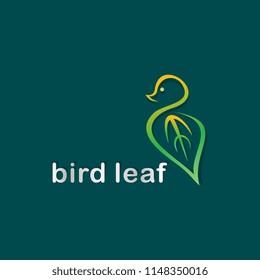 Bird leaf logo concept. Creative unusual logo with unique selling point.
