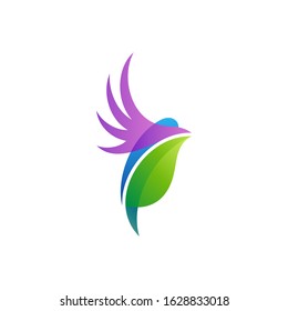 Bird Leaf Logo Design, Animal Nature Vector Icon