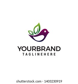bird leaf logo design concept template vector