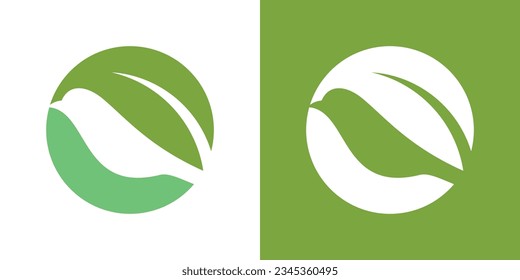 El diseño del logo de pájaro y hoja incluido en un círculo hace que el logo parezca abstracto